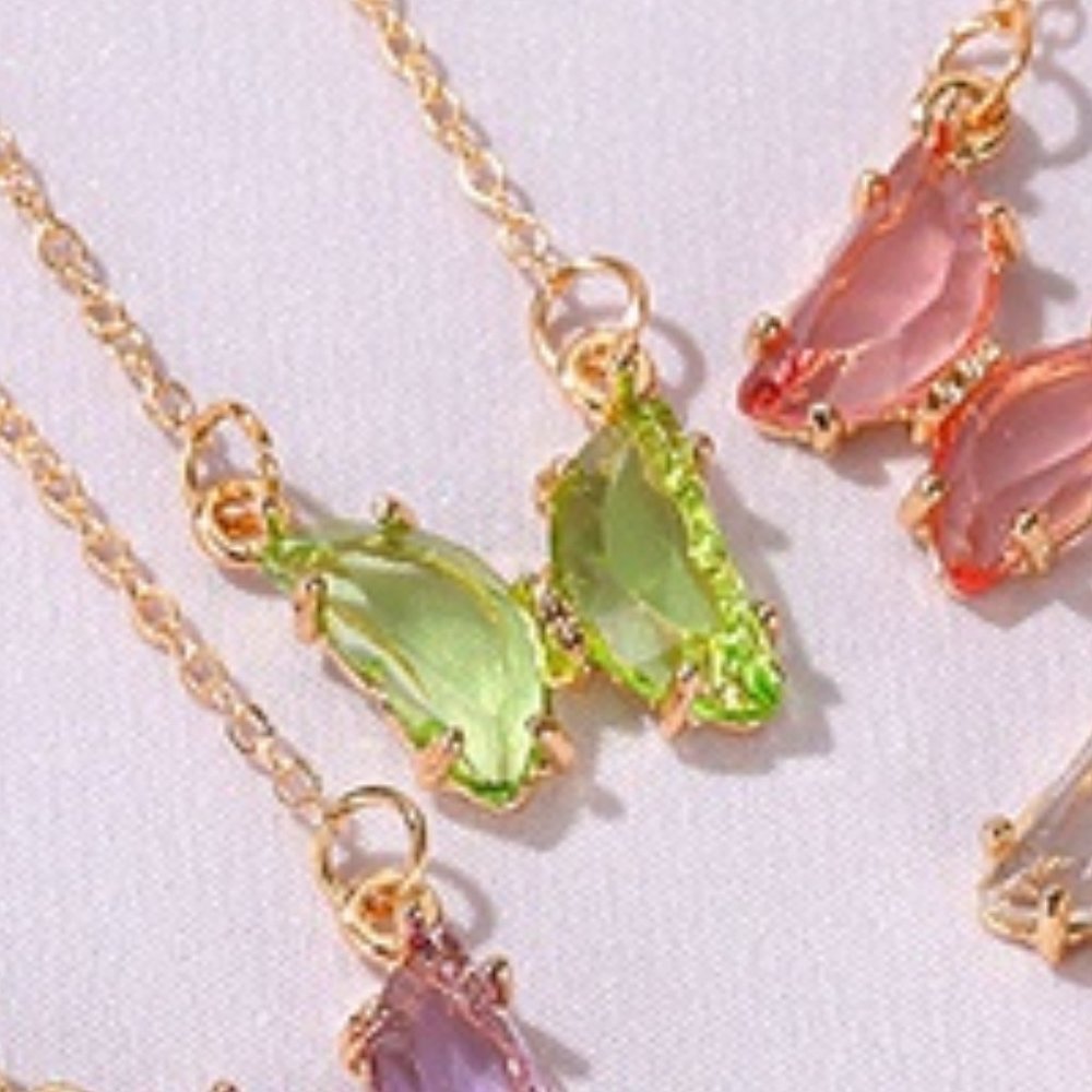 Green Glass Butterfly Necklace